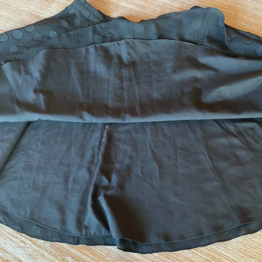 Ann Taylor Black Clip Dot Full Circle Chiffon Skirt Petite ‎ Size 6P - Picture 8 of 11